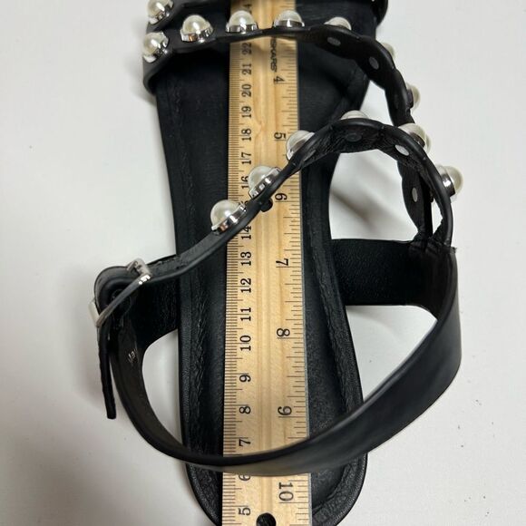 CosmoParis Pearly Leather Slingback Flat Black Sandals Size 10US/ 41EU - Picture 13 of 13